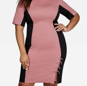 Black and Mauve contrast-side sheath dress size 22
